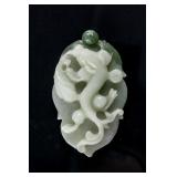 Burma Green Jadeite Carved Dragon Pendant