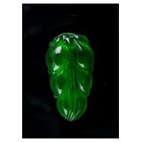 Burma Green Jadeite Carved Leaf Pendant