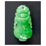 Burma Green Jadeite Carved Precious Vase Pendant