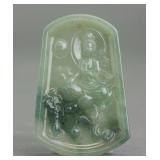 Burma Green Jadeite Guanyin Pendant with Cert