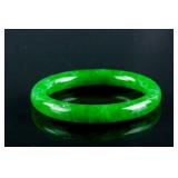 Burma Green Jadeite Carved Bangle