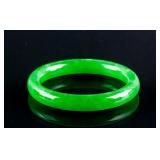 Burma Green Jadeite Carved Bangle