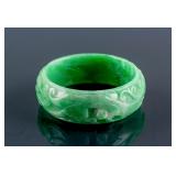 Burma Green Jadeite Carved Dragon Bangle