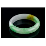 Burma Two Colour Jadeite Carved Bangle