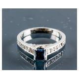 14k White Gold Blue &White Diamond Ring CRV$6875