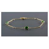 Natural Chrome Diopside & 0.12ct Diamond Bracelet