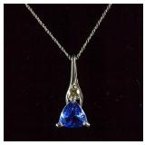 1.8ct Tanzanite &0.11ct Diamond Pendant Necklace