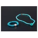 2 PC Chinese Turquoise Bracelet and Necklace