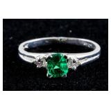 10k White Gold Emerald & 2 Diamond Ring CRV$1950