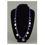 Lapis Lazuli Necklace w Silver Coins Dated 1901