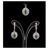 Emerald & Cubic Zirconia Pendant & Earrings RV$500