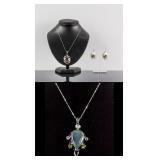 Set of Topaz Jewellery Set & 925 Silver Pendant