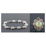 Set of Prasiolite Ring & Crystal Bracelet