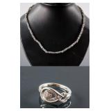 Set of Diamond Ring &Labradorite Necklace CRV$925