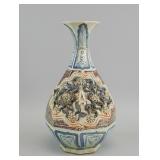 Chinese Yuan Style Porcelain Hexagon Flower Vase