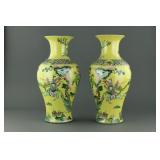 Pair Chinese Famille Verte Porcelain Vases Kangxi