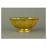 Gilt Bronze Lotus Porcelain Bowl Zhenguan Mark NR