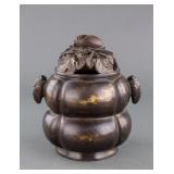 Chinese Bronze Cicada Censer with Zhen Wan Mark