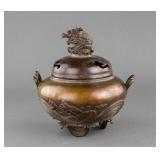 Chinese Bronze Dragon Censer with Guangxu Mark