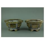 Pair of Tibetan Metal Hexagon Censers NR