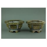 Pair of Tibetan Metal Hexagon Censers NR