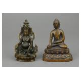 2 Pc Chinese Bronze Small Buddhas