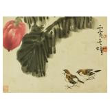 Sun Qifeng b.1920 Chinese Watercolour Sparrows