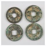 Four Northern Song Dynasty 1 Cash Bronze Coins