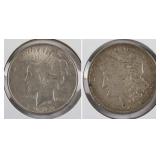 1921 Morgan and 1922 Peace Silver Dollar