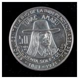 1971 Peru 50 Soles de Oro Silver Coin KM-256