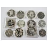 Twelve Assorted Silver Commemorative Coins