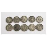 Ten Assorted Replica Silver World Coins