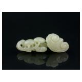 Chinese Hetian White Jade Carved Ruyi Pendant