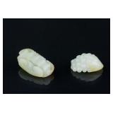 2 PC Chinese Hetian White Jade Russet Skin Pendant