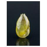 Burma Yellow Jadeite Carved Fish Pendant
