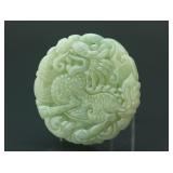 Chinese Green Jade Carved Dragon Pendant