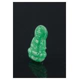 Chinese Green Jadeite Carved Guanyin Pendant