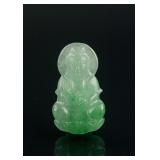 Chinese Green Jadeite Carved Guanyin Pendant