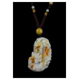 Chinese Russet White Jadeite Carved Pendant