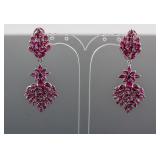 0.8ct Pear Shape & Marquise Ruby Drop Earrings