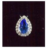 14k Gold 2.1ct Tanzanite and Diamond Pendant