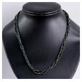 Sterling Silver Onyx Faceted Bead Necklace RV$240