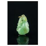 Chinese Green Jadeite Carved Peach Pendant