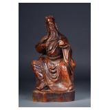 Chinese Carved Rosewood Figure of Guan Gong