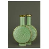 Celadon Conjoined Porcelain Vase Yongzheng MK