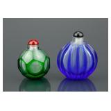 2 PC Chinese Peking Glass Snuff Bottles