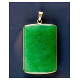 Chinese Green Hardstone Carved Pendant