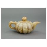 Chinese Old White Stone Carved Teapot