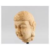 Chinese Marble Shakyamuni Buddha Head with Stand