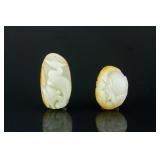 2 PC Chinese Hetian White Jade Carved Pendants